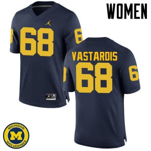 Michigan Wolverines #68 Andrew Vastardis Women's Navy College Football Jersey 752271-681