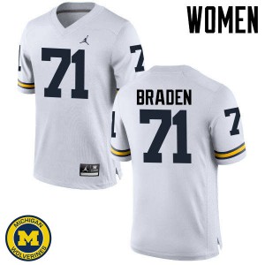 Michigan Wolverines #71 Ben Braden Women's White College Football Jersey 747102-984