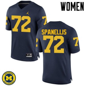 Michigan Wolverines #72 Stephen Spanellis Women's Navy College Football Jersey 572208-787
