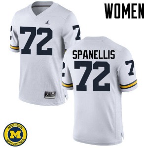 Michigan Wolverines #72 Stephen Spanellis Women's White College Football Jersey 461403-624