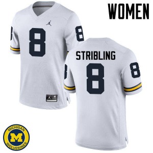 Michigan Wolverines #8 Channing Stribling Women's White College Football Jersey 590693-511