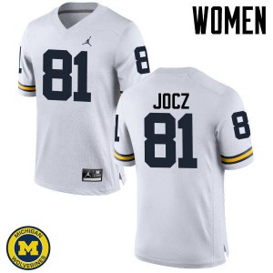 Michigan Wolverines #81 Michael Jocz Women's White College Football Jersey 666281-131