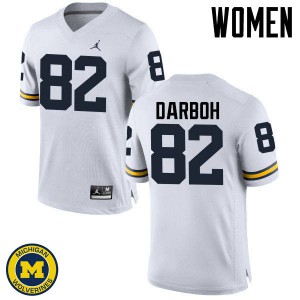 Michigan Wolverines #82 Amara Darboh Women's White College Football Jersey 146259-782