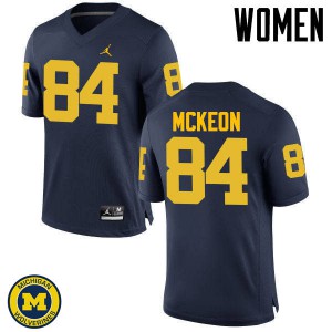 Michigan Wolverines #84 Sean McKeon Women's Navy College Football Jersey 598528-625