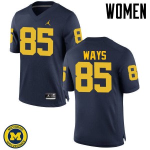 Michigan Wolverines #85 Maurice Ways Women's Navy College Football Jersey 478220-439