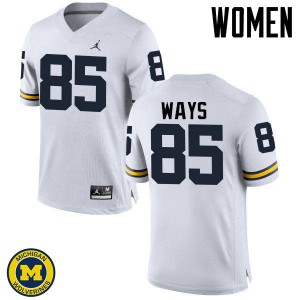 Michigan Wolverines #85 Maurice Ways Women's White College Football Jersey 459241-950