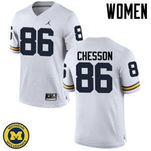 Michigan Wolverines #86 Jehu Chesson Women's White College Football Jersey 898086-613