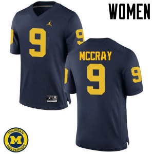 Michigan Wolverines #9 Mike McCray Women's Navy College Football Jersey 583508-978