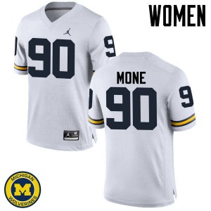 Michigan Wolverines #90 Bryan Mone Women's White College Football Jersey 668484-805
