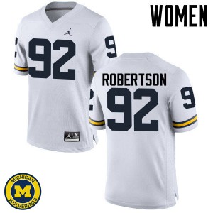 Michigan Wolverines #92 Cheyenn Robertson Women's White College Football Jersey 830558-143