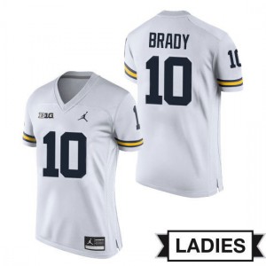 Michigan Wolverines #10 Tom Brady Women's White Jersey 500273-710