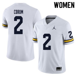 Michigan Wolverines #2 Blake Corum Women's White College Football Jersey 270714-891