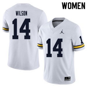 Michigan Wolverines #14 Roman Wilson Women's White College Football Jersey 701331-746