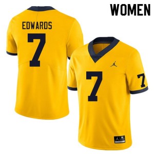 Michigan Wolverines #7 Donovan Edwards Women's Yellow College Football Jersey 251399-142