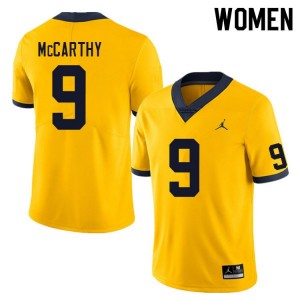 Michigan Wolverines #9 J.J. McCarthy Women's Yellow College Football Jersey 475666-809