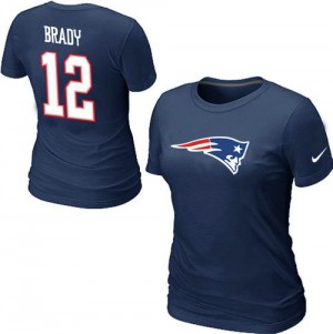 New England Patriots #12 Tom Brady Men's Name & Number Blue T-Shirt 933080-911