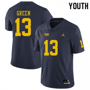 Michigan Wolverines #13 German Green Youth Navy College Football Jersey 839600-413