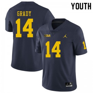 Michigan Wolverines #14 Kyle Grady Youth Navy College Football Jersey 296629-453