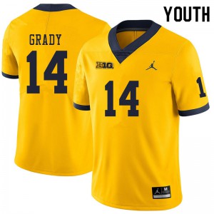 Michigan Wolverines #14 Kyle Grady Youth Yellow College Football Jersey 271204-244