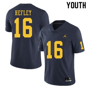 Michigan Wolverines #16 Ren Hefley Youth Navy College Football Jersey 507260-350