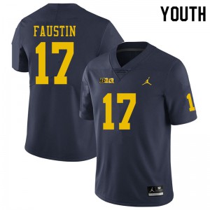 Michigan Wolverines #17 Sammy Faustin Youth Navy College Football Jersey 791628-892