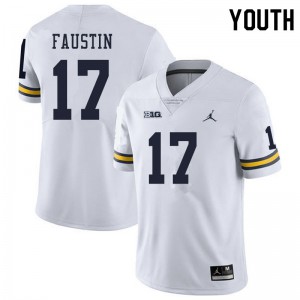 Michigan Wolverines #17 Sammy Faustin Youth White College Football Jersey 151531-245