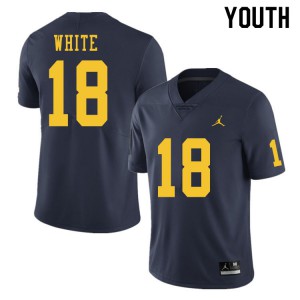 Michigan Wolverines #18 Brendan White Youth Navy College Football Jersey 527921-367