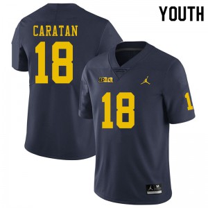 Michigan Wolverines #18 George Caratan Youth Navy College Football Jersey 271758-900