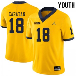 Michigan Wolverines #18 George Caratan Youth Yellow College Football Jersey 821281-249