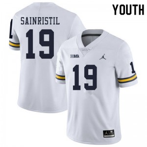 Michigan Wolverines #19 Mike Sainristil Youth White College Football Jersey 663069-221