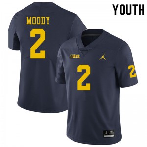 Michigan Wolverines #2 Jake Moody Youth Navy College Football Jersey 296533-735