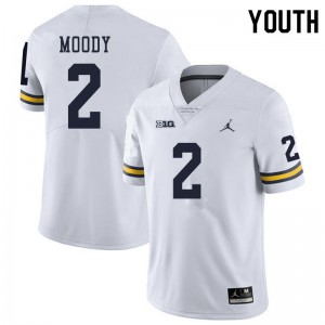 Michigan Wolverines #2 Jake Moody Youth White College Football Jersey 631912-928