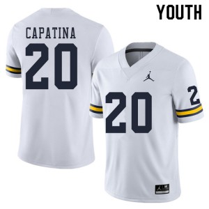 Michigan Wolverines #20 Nicholas Capatina Youth White College Football Jersey 845793-503