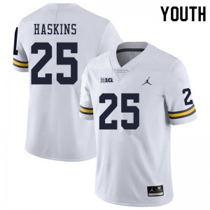 Michigan Wolverines #25 Hassan Haskins Youth White College Football Jersey 530353-930