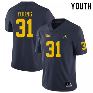 Michigan Wolverines #31 Jack Young Youth Navy College Football Jersey 725262-508