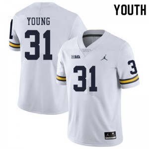 Michigan Wolverines #31 Jack Young Youth White College Football Jersey 212764-276