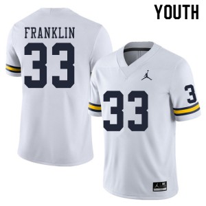Michigan Wolverines #33 Leon Franklin Youth White College Football Jersey 190381-916