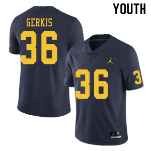 Michigan Wolverines #36 Izaak Gerkis Youth Navy College Football Jersey 983027-183