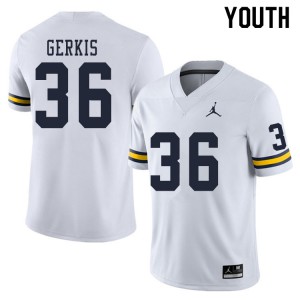 Michigan Wolverines #36 Izaak Gerkis Youth White College Football Jersey 868043-875