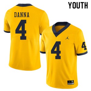 Michigan Wolverines #4 Michael Danna Youth Yellow College Football Jersey 175056-708