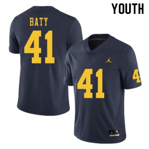 Michigan Wolverines #41 John Baty Youth Navy College Football Jersey 163840-484