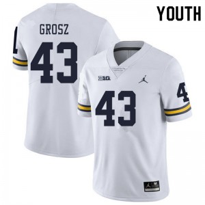 Michigan Wolverines #43 Tyler Grosz Youth White College Football Jersey 636771-561