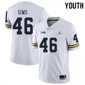 Michigan Wolverines #46 Myles Sims Youth White College Football Jersey 158473-116