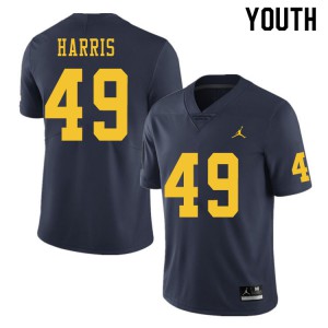 Michigan Wolverines #49 Keshaun Harris Youth Navy College Football Jersey 374435-239