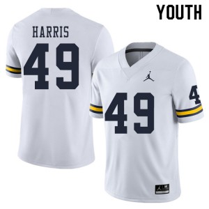 Michigan Wolverines #49 Keshaun Harris Youth White College Football Jersey 228921-999