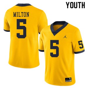 Michigan Wolverines #5 Joe Milton Youth Yellow College Football Jersey 322247-658