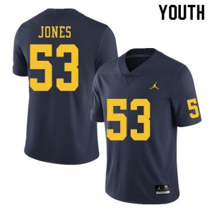 Michigan Wolverines #53 Trente Jones Youth Navy College Football Jersey 546462-512