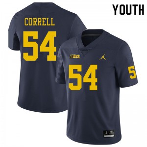 Michigan Wolverines #54 Kraig Correll Youth Navy College Football Jersey 634479-276