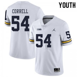 Michigan Wolverines #54 Kraig Correll Youth White College Football Jersey 161711-376