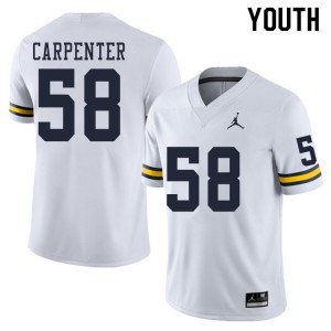 Michigan Wolverines #58 Zach Carpenter Youth White College Football Jersey 223584-493